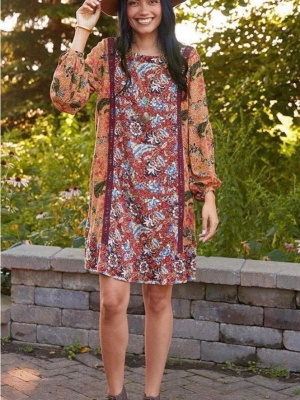 Matilda Jane “Lovely Menagerie” Boho Long-Sleeve Shift Dress